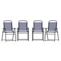 Arlmont & Co. Clarajane All-Weather Folding PVC-coated Polyester Patio Sling Chairs w/ Armrests Sling in Blue | Wayfair