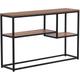 Console Table with 2 Shelves Industrial Living Room Dark Wood with Black Belmont - Black