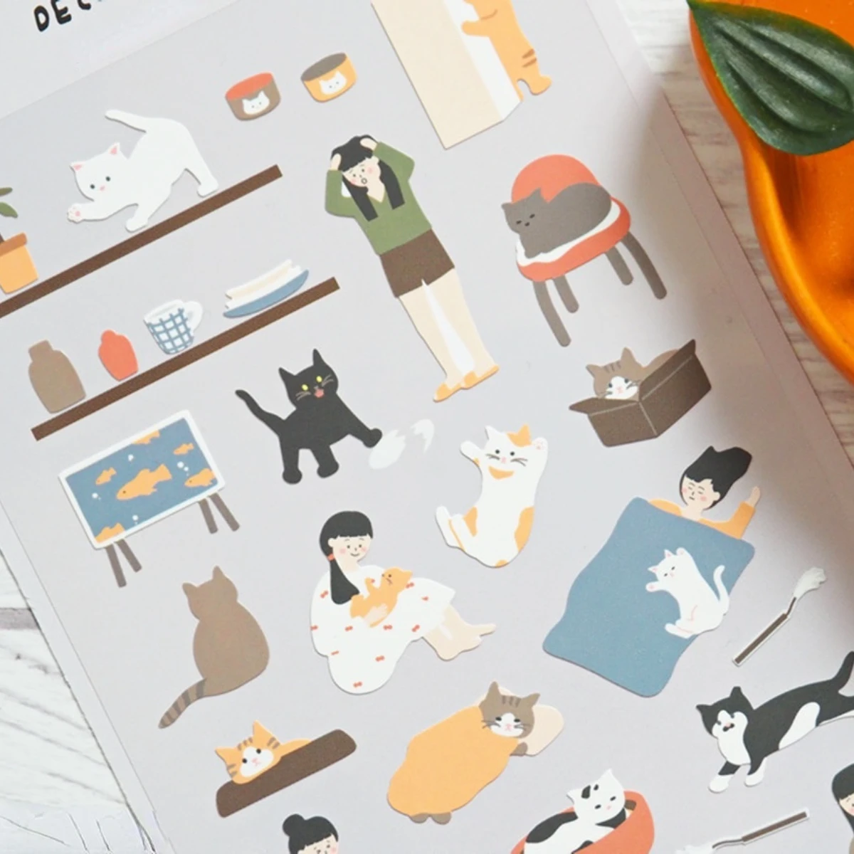 Autocollants en papier chat Suatelier importé coréen, étiquette Scrapbooking, papeterie pour Journal, décoration, fournitures scolaires, DIY bricolage
