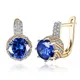MxGxFam-Boucles d'oreilles créoles bleu royal pour femme bijoux fantaisie mélange d'or 18 carats