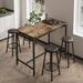 Topcobe Industrial Bar Table and Chairs Set 5 Pieces Dining Table Set for Home Kitchen Brown