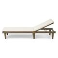 Afuera Living Outdoor Acacia Wood Chaise Lounge in Gray and Cream