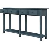 GZXS Rustic Brushed Texture Entryway Table Console Table With Drawer And Bottom Shelf For Living Roomï¼ˆAntique Navyï¼‰