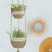 Kripyery Flower Basket Eye-catching Sturdy Construction Straw Handmade Outdoor Indoor Hanging Planter Pot Holder for Home