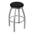 Holland Bar Stool 25 in. Misha Swivel Outdoor Counter Stool with Breeze Black Seat Stainless Steel