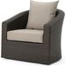 Afuera Living Outdoor Aluminum Brown Wicker Swivel Chair Mix Khaki Cushion
