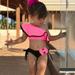 RUIKAR Summer Toddler Girls One Shoulder Bathing Suit Ruffles Bowknot Two Piece off Shoulder Swimsuit Bikini Swimwear Hot Pink 90