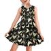 Pzuqiu Black Rooster Print Midi Dress for Girls Knee Length Leisure Daily Life Dresses for Girls Knee Length Comfortable Beach Midi Dress Size 9-10 Years