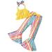 Baby Deals! Toddler Girl Clothes Clearance Toddler Set Clearance Toddler Sets for Kids Summer Children Girls Headband + Strip Sleeveless Vest + Rainbow Striped Flared Trousers 3pcs Suit