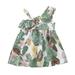 Summer Dresses Girls And Toddlers Sleeveless Midi Dresses Floral Print Green 110