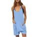 CQCYD Jumpsuits for Women Dressy Sleeveless Jumpsuits Printed Loose Casual Jumpsuits Casual Summer Overalls Cotton Linen Shorts Rompers Jumpsuits Wide Pocket Leisure Jumpsuits Blue XL #8