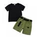 GYRATEDREAM 2Pcs Toddler Baby Boy Summer Clothes Solid Color T Shirt Casual Cargo Shorts Set 18M-6T