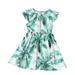 DxhmoneyHX Girls Summer Dress Ruffled Sleeveless Casual Skater Dresses Boho Floral Print Pleated Swing Dresses