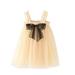 B91xZ Tulle Prom Dresses Party Beach Dresses Birthday 16Y Layered Girls Summer Beach Sleeveless Baby Princess Straight Dress Beige 4-5 Years