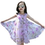 Dresses for Teens Girls Sleeveless A Line Short Dress Casual Print Purple 150