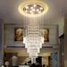 KPIBEST 31.5 X70.8 High Ceiling Chandelier Large Crystal Raindrop Chandeliers 10 Lights Staircase Chandelier with Remote Villa Entrance Foyer Pendant Light Hue Gu10