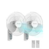 PELONIS 16â€˜â€™ Wall Mount Fan with Remote Control 3 Speed Settings Oscillating Fan with Adjustable Tilt Household Wall Mounted fan 7.5H Timer 3 Wind Modes for Garage Patios Bedroom 2 Packs White