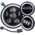 Eagle Lights 7 LED Headlight and 4.5 LED Passing Light Kit with Halo Rings for Harley & Indian Motorcycles - Generation III / Black / Halo Ring