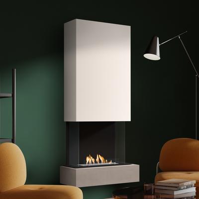 muenkel design Sona [moderner Design Ethanolkamin]: Concrete (Betonoptik) - Haube Weiß - safety burner 450 Image