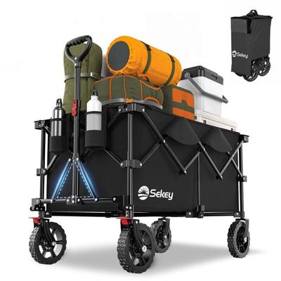 200L 200KG Bollerwagen Faltbarer Bollerwagen Handwagen mit 17x4 cm Reifen, Schwarz - Sekey Image