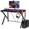 Bureau Gaming, 115 x 73 x 76,5CM, Table en Bois pour Gaming avec Crochet pour Casque,