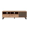 Meuble TV 1 porte, 2 tiroirs et 2 niches effet bois - L138 x H44cm