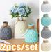 Vnanda 2Packs Vase for Flowers Unbreakable Ceramic Look Plastic Decor Vase Geometric-Look Style Accent Vases for Home Decor Living Room Table Home Office Decor