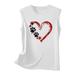 Fsqjgq Shirts for Women Cute White Tops for Women Dressy Casual Women s Top Sleeveless Crewneck Casual Baseball Print Vest Multi-Color S