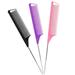 Rat Tail Combs Parting Comb: 3Pcs Rat Tail Comb Set Long Steel Pin Rat Tail Teasing Comb Hair Combs for Salon Hair Stylist Tail Combs Metal Parting Combs for Women(Purple|Black|Pink)