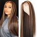 WQJNWEQ Clearance Long Straight Brown Mixed Blonde Synthetic Wigs for Women Middle Part Highlights Gifts Makeup