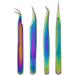 4pcs Lash Extensions Tweezers Set Colorful Stainless Steel Eyelash Tweezers Lash Tweezers for Beauty Salon Use