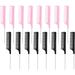 16 Pieces Metal Rat Tail Combs Foiling Comb Pintail Hair Combs Salon Fiber Back Combs for Women Girls Hair Styling at Home (Black and Pink)