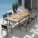 HIGOLD Heck Rectangular 8 - Person Outdoor Dining Set w/ Extension Teak Tabletop Wood/Teak in Black/Yellow | 95.7 W x 39.4 D in | Wayfair