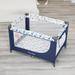 Pamo Babe Portable Crib w/ Mattress Metal in Blue/Gray | 7.48 H x 7.48 W x 26.18 D in | Wayfair P901-Blue
