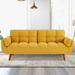 Wade Logan® Arnbert Full 75.39" Wide Tufted Back Convertible Sofa Wood/Polyester in Yellow/Brown | 31.29 H x 75.39 W x 39.37 D in | Wayfair