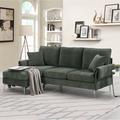 Orren Ellis Modern Erlewine Convertible Sectional Sofa Lounge Couch w/ Chaise Polyester in Green | 35 H x 84 W x 54.5 D in | Wayfair