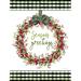 The Holiday Aisle® Season's Greetings Wreath by Cindy Jacobs - Wrapped Canvas Print Metal | 40 H x 30 W x 1.25 D in | Wayfair