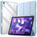 JETech Case for iPad Air 5/4 (2022/2020 5th/4th Generation 10.9-Inch) with Pencil Holder Clear Transparent Back Shell Slim Stand Shockproof Tablet Cover Auto Wake/Sleep (Light Blue)