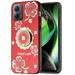 For Motorola Moto G 5G 2023 Diamonds 3D Bling Sparkly Ornaments Engraving Hybrid Fashion Ring Stand Cover Xpm Phone Case [ Red Good Luck Floral ]