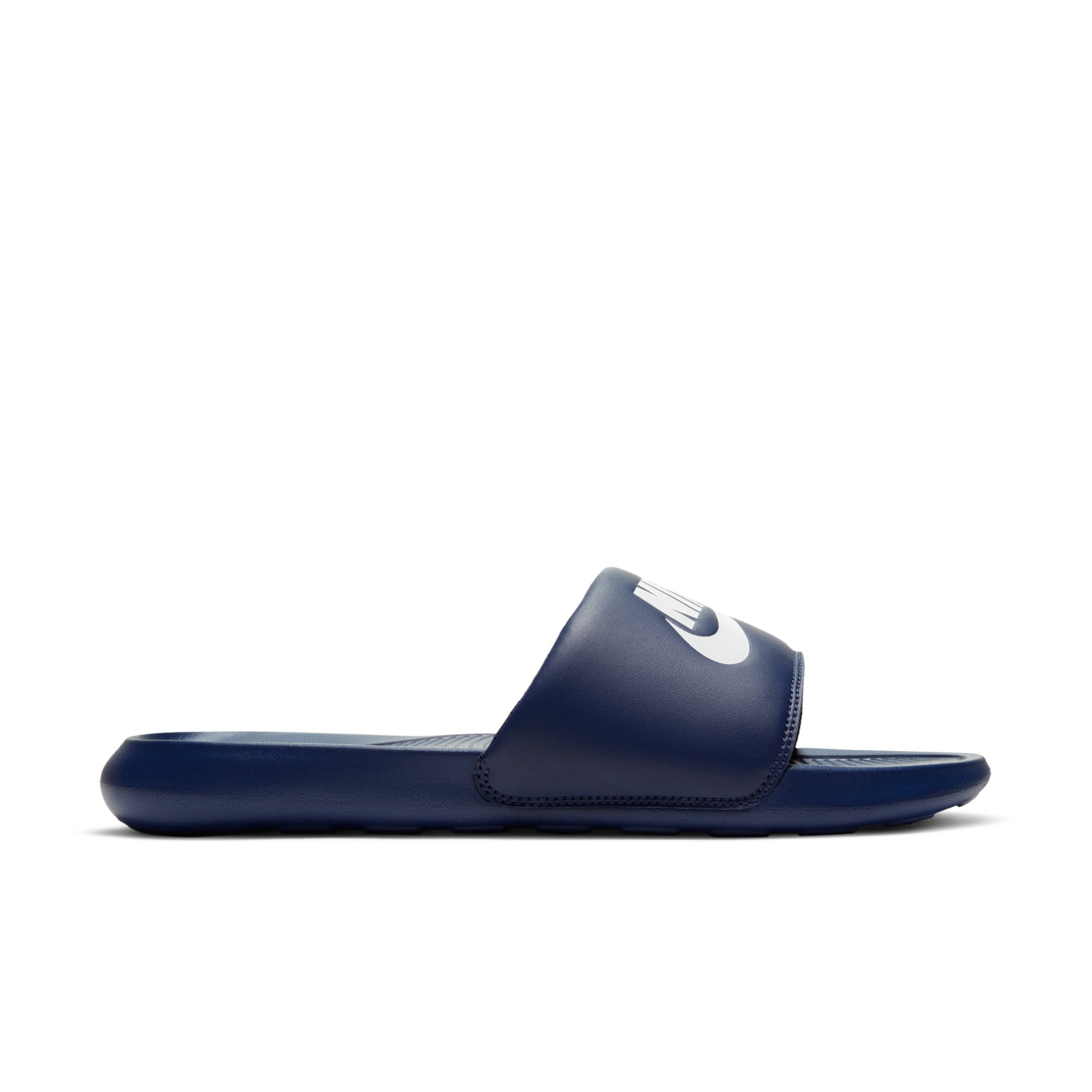 Badesandale NIKE SPORTSWEAR "VICTORI ONE SLIDE", Herren, Gr. 46, blau (navy), Synthetik, kontrastfarbene Details, unifarben, Schuhe Schlappen Badelatschen Pantolette