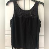J. Crew Tops | J. Crew Silk Sleeveless Lace Bodice Shell Or Tank Top Size 4 Back Zipper | Color: Black | Size: 4