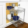 LYNK PROFESSIONAL® Pull Out Cabinet Organizer (2 Tier) Slide Out Drawers for Kitchen, Chrome Metal in Gray | 16 H x 11 W x 18 D in | Wayfair
