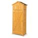 Costway 71 Inch Tall Garden Tool Storage Cabinet with Lockable Doors and Foldable Table-Natural