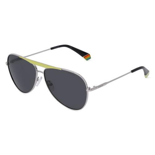 Polaroid PLD 6200/S/X Herren-Sonnenbrille Vollrand Pilot Metall-Gestell, grau