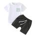 TAIAOJING Toddler Boys Summer 2PCS Outfit Sets Boys Girls Short Sleeve Letter Printed T Shirt Tops Shorts Outfits 3-4 Years