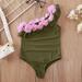 Gubotare Girls Kids Toddler Baby Swimsuit Solid shoulder Beach Swimwear sloping Girls Swimwear Big Girls Swimsuit Green 4-5 Years