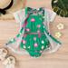 Gubotare Toddler Summer Girls Floral Leaf Print Holiday Green Tops Shorts Coat 3pcs Swimwear Swimsuit Extra Small Swimsuits Green 2-3 Years