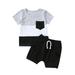 Jxzom Baby Boys 2Pcs Summer Outfits Short Sleeve T-Shirt Tops Elastic Waistband Drawstring Shorts Set Toddler Clothes