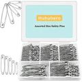 Safety Pins Assorted 340 PCS Nickel Plated Steel Large Safety Pins Heavy Duty 5 Different Sizes Safety Pin Safety Pins Bulk Small Safety Pins for Pinning Sewing Jackets Clothes Craft