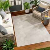 Estee 6'7" x 9' Modern Bone/Dark Gray/Cloud Gray/Smoke/Gray Outdoor Area Rug - Hauteloom